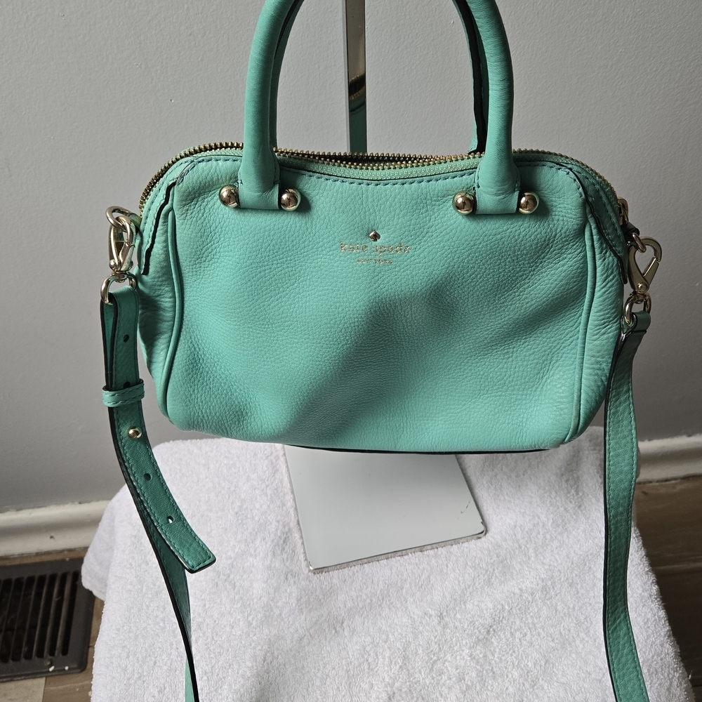 P330. Kate Spade Leather Light Teal Small Satchel/Crossbody Bag